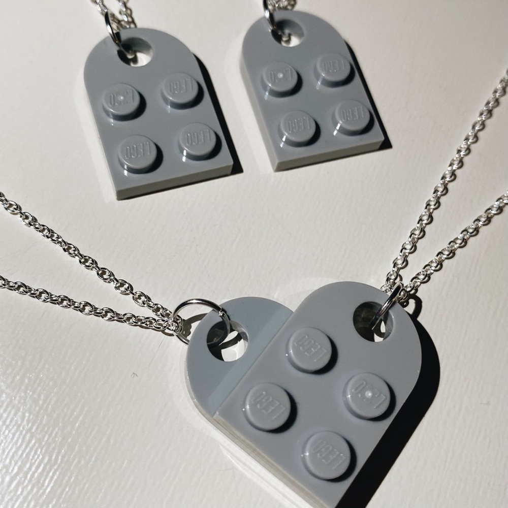 gray lego heart necklace set 🤍 couples & besties